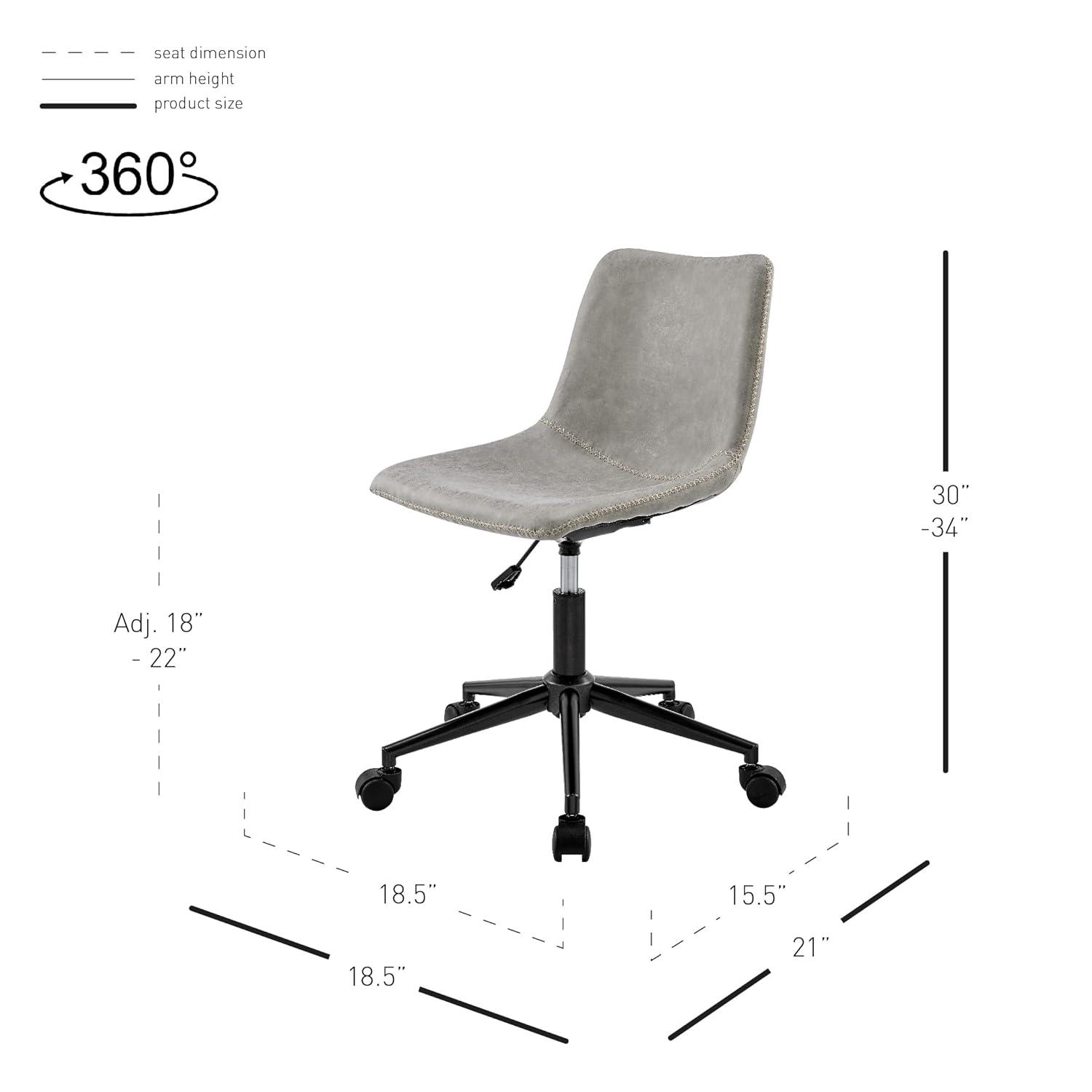 New Pacific Direct Clarke 22" PU and Plywood Swivel Office Chair in Gray