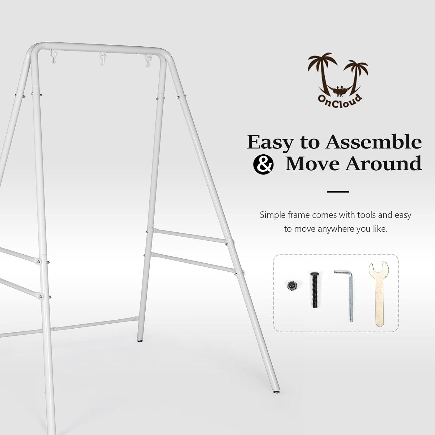 White Powder-Coated Heavy Duty Metal Hammock Chair Stand