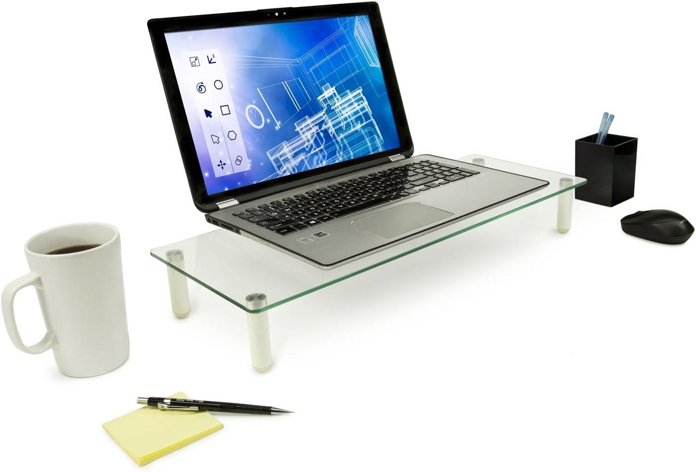 Mount-it Mount-It! Glass Desktop Monitor Stand Riser, 22 Inches Wide Clear Tempered Glass Hold Up to 44 Lbs.
