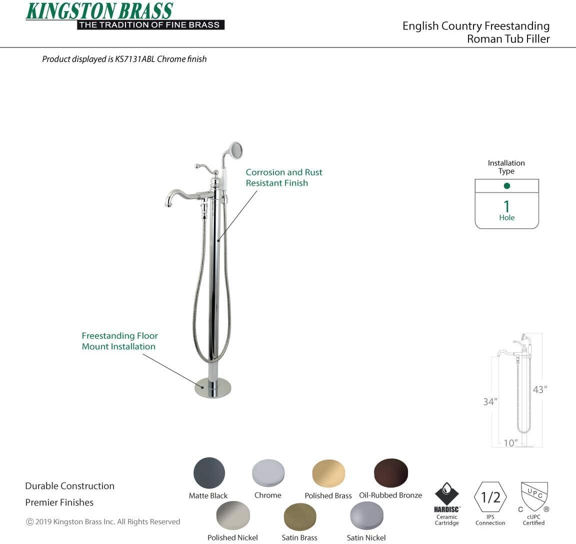 Kingston Brass English Country Single-Handle 1-Hole Freestanding Tub Faucet with Hand Shower