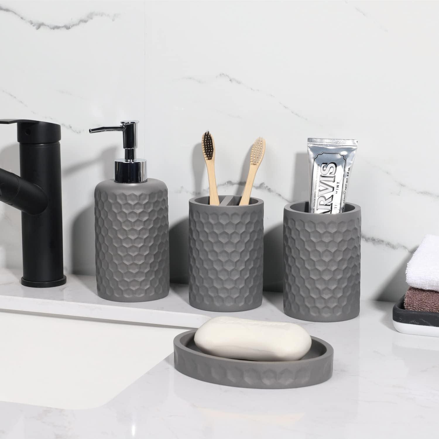 Dracelo 6-Piece Gray Resin Bathroom Accessory Set