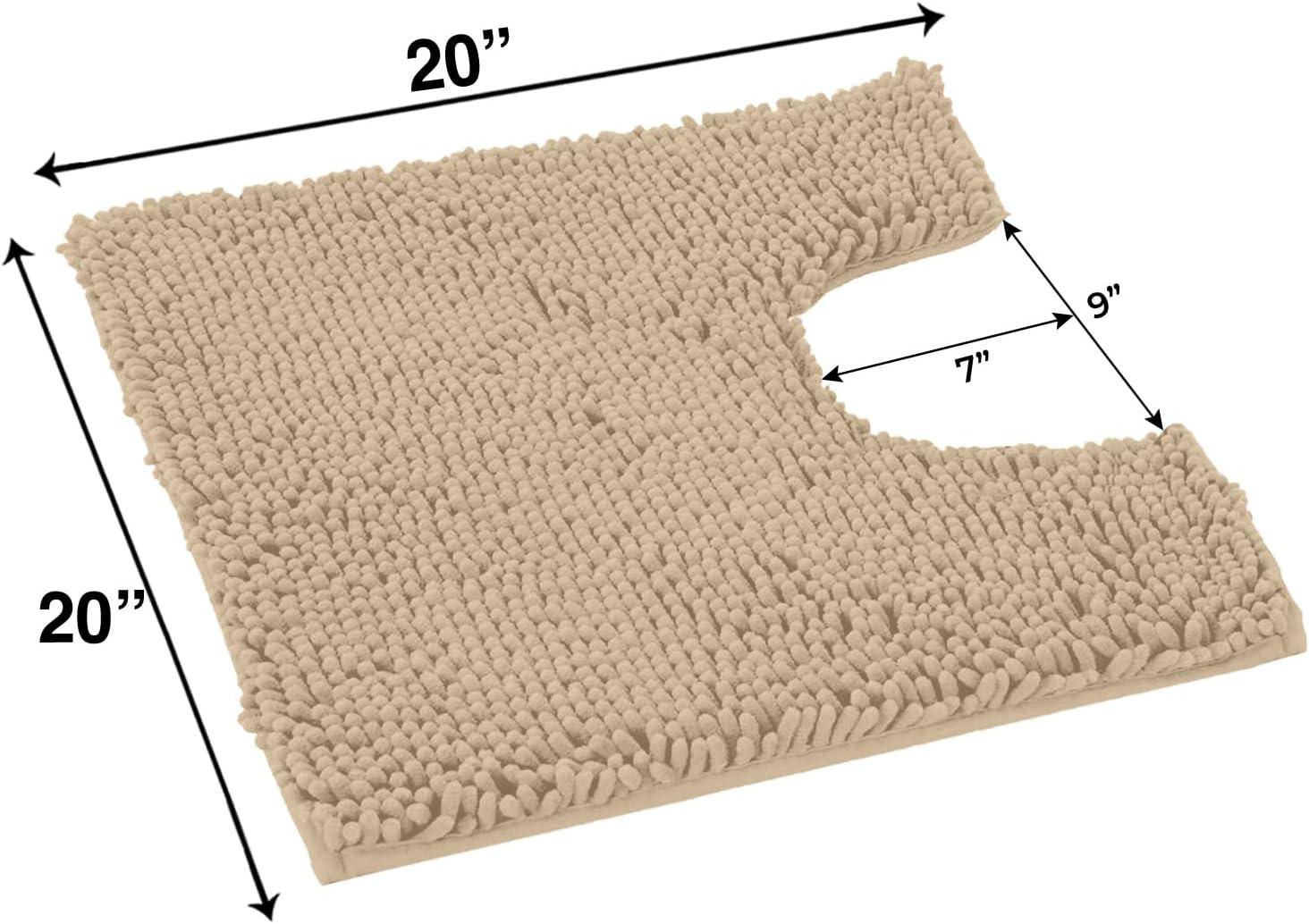 LuxUrux Soft & Plush Shaggy Plum Chenille Microfiber Bath Rug, 20" x 20'', Non-Slip Backing