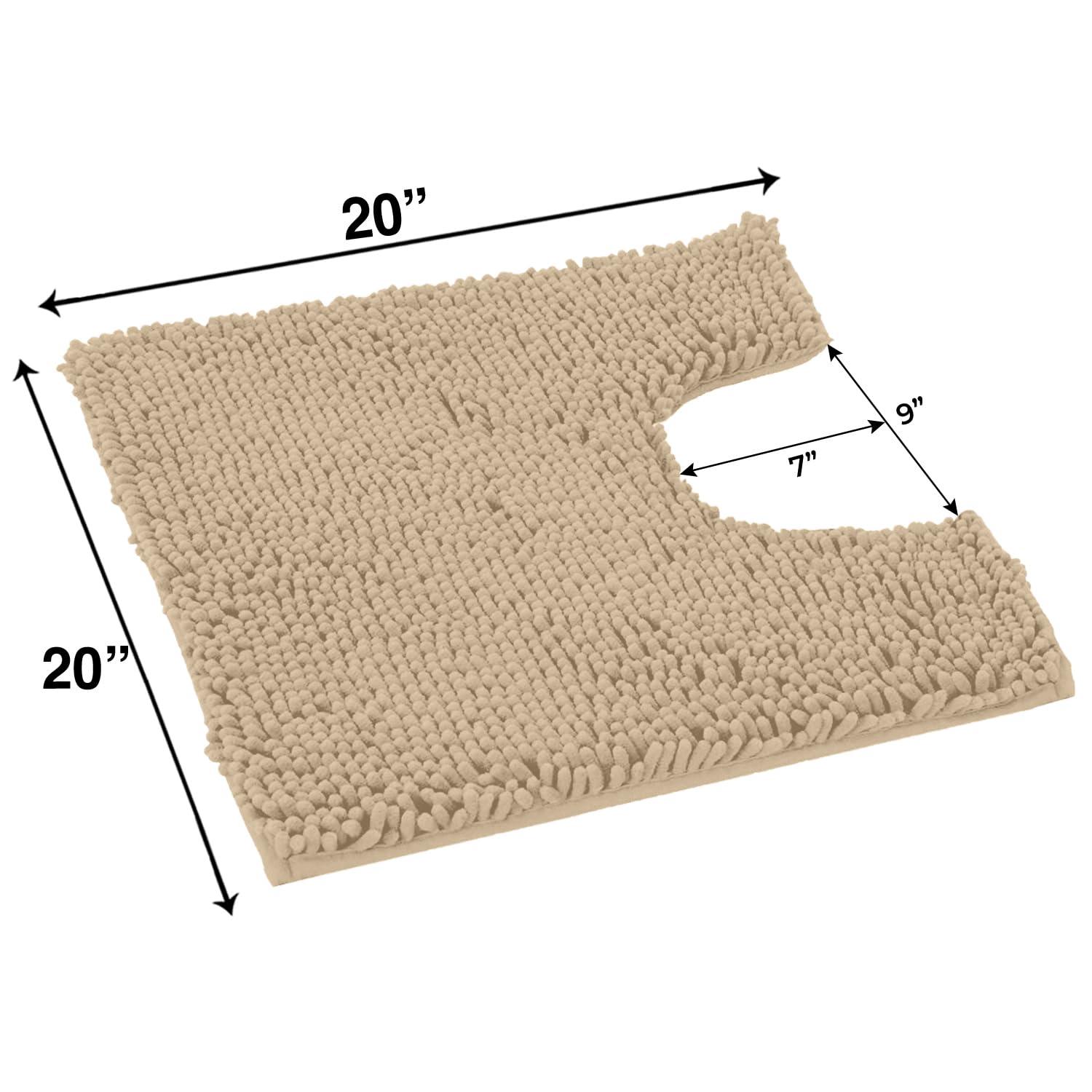 LuxUrux Soft & Plush Shaggy Plum Chenille Microfiber Bath Rug, 20" x 20'', Non-Slip Backing