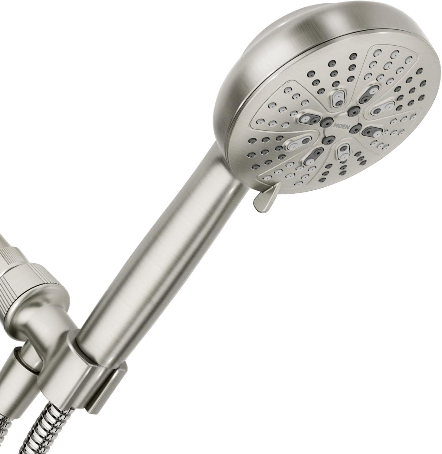 Moen Hydro Energetix Spot Resist Brushed Nickel Detachable 7-Function Handheld Shower Head, 200H0SRN