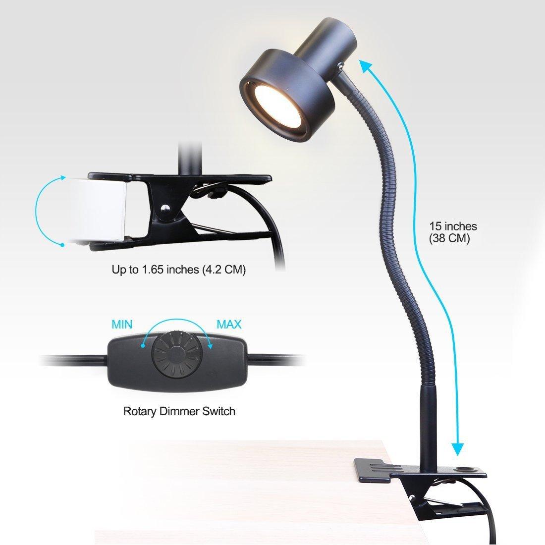O’Bright Luxor - Dimmable LED Desk Lamp with Gooseneck (Aluminum-Clip on)