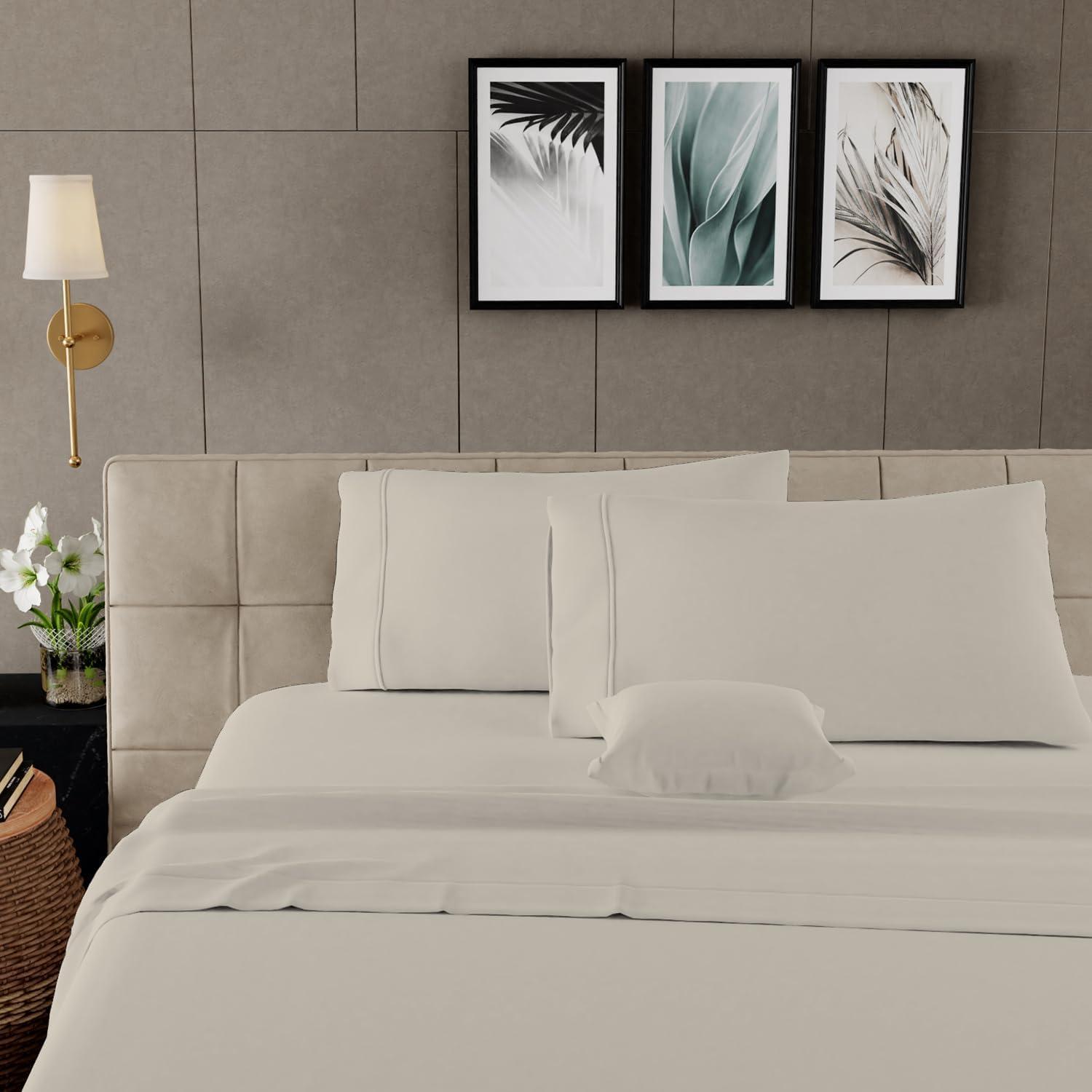 Full 1000 Thread Count Cotton Solid Sheet Set White - Aireolux