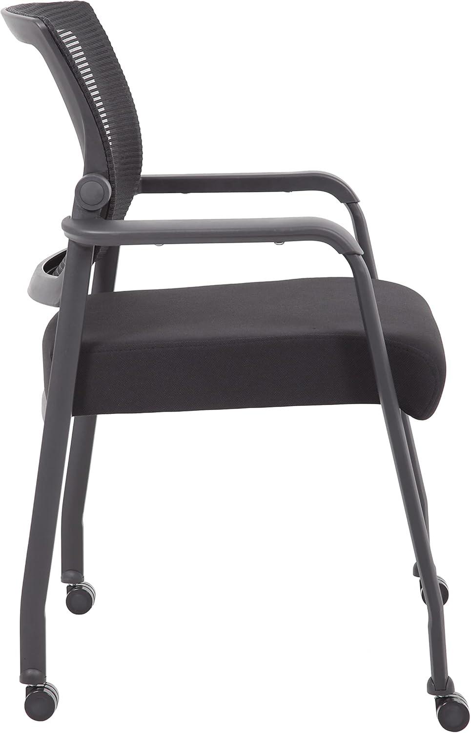 Mesh 4 Legged Guest Chair Black - Boss Office Products: Upholstered, Breathable, Fixed Height