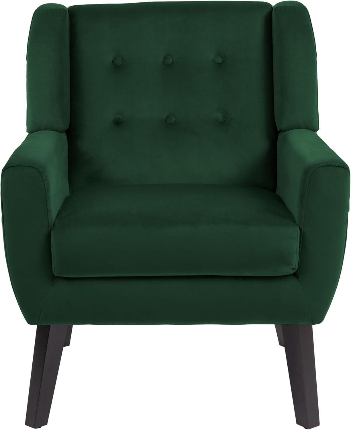 UIXE Velvet Accent Chair Chair Set of 2 Upholstered Comfortable Armchair Modern Chairs with Solid Wooden Legs for Living Room Office, Retro Green