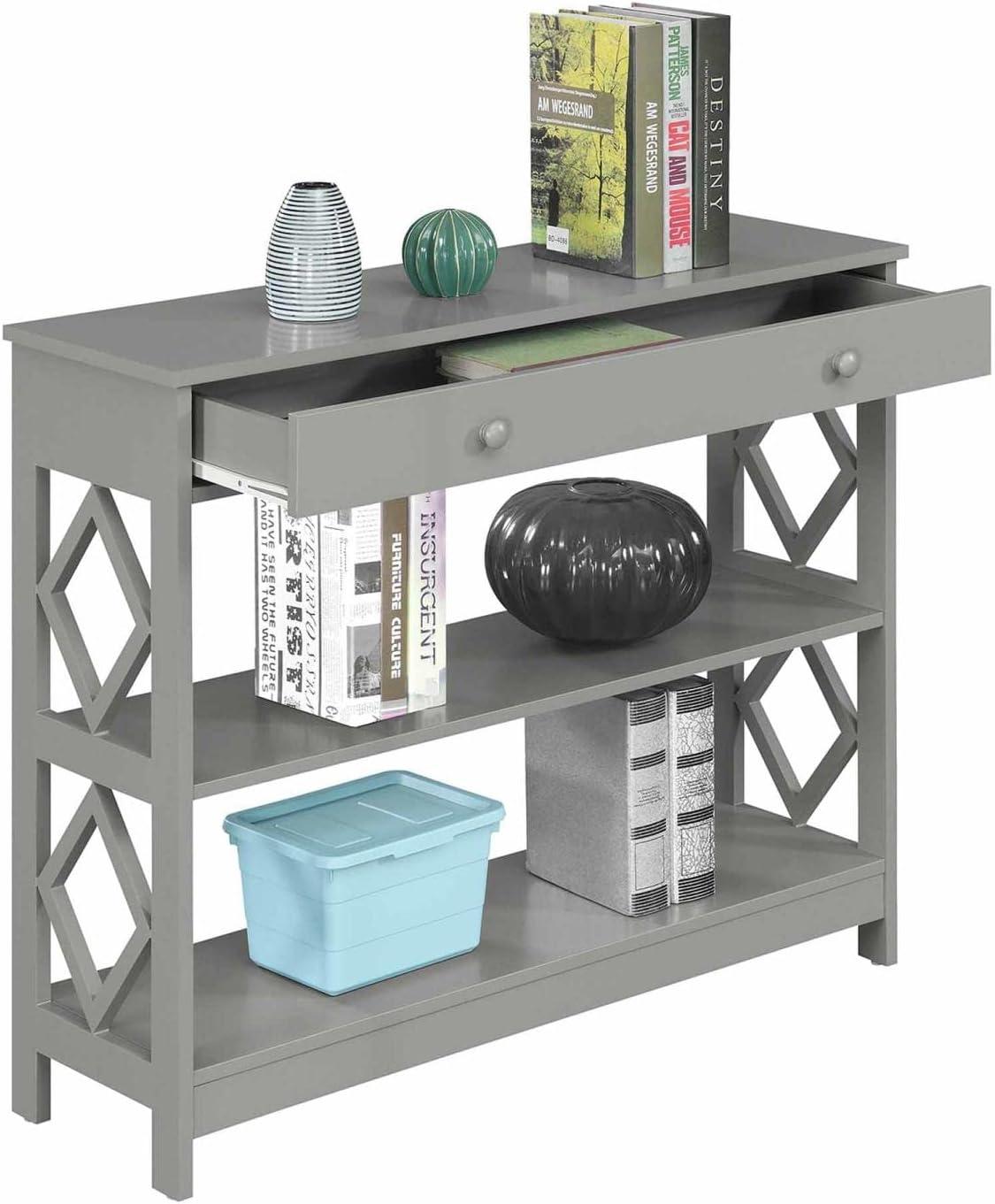 Diamond 1 Drawer Console Table, Gray