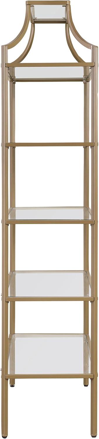 Coaster 70" Serena Modern 5 Tier Tempered Glass Shelves Bookcase Matte Gold