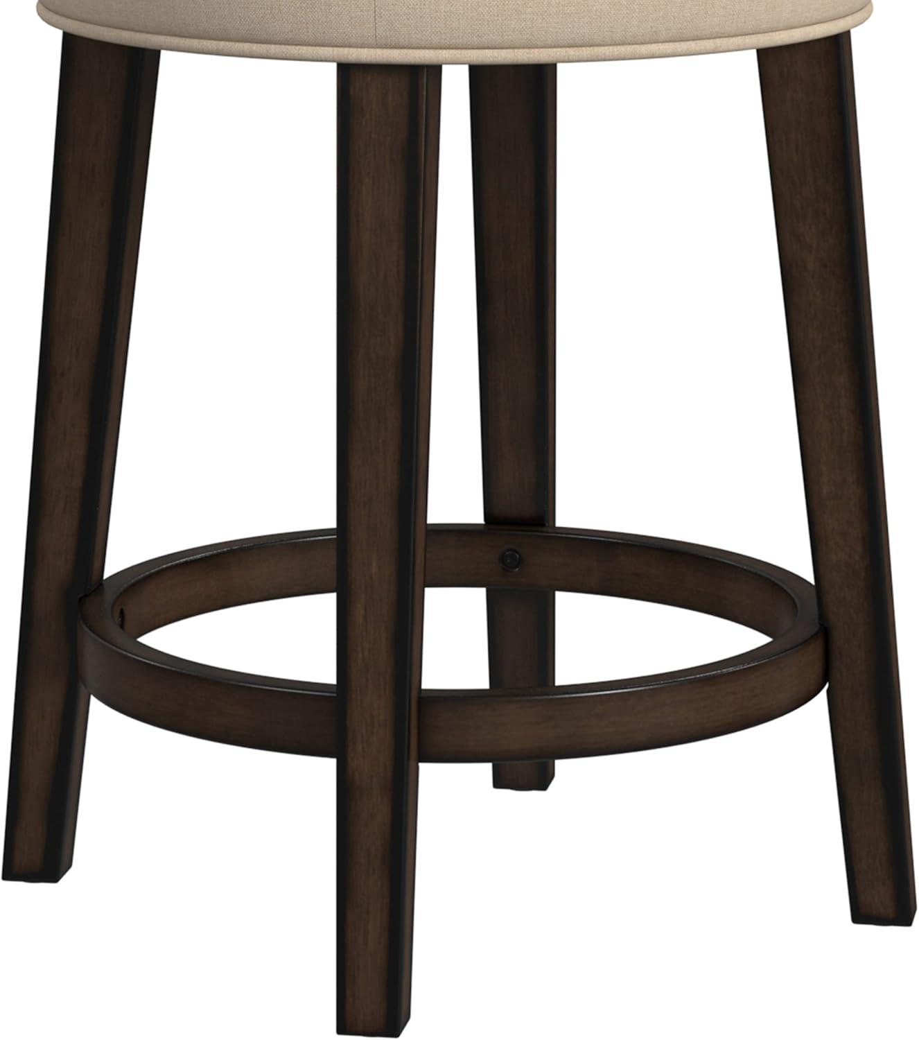 Krauss Backless Counter Height Barstool: Linen Upholstery, Charcoal Wood Frame - Hillsdale Furniture