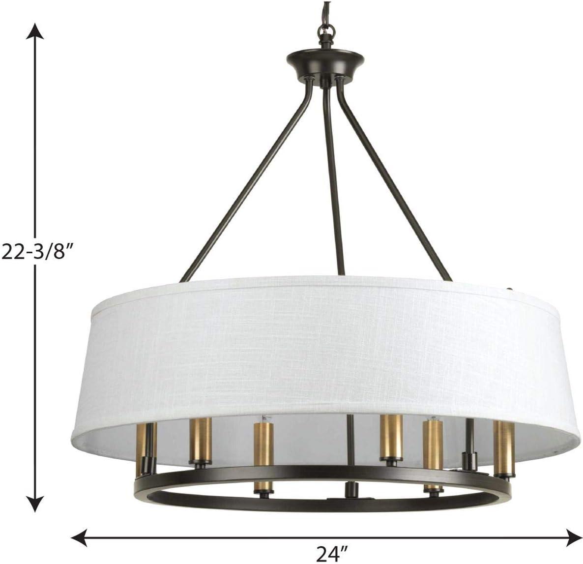 Progress Lighting Cherish 6-Light Chandelier, Antique Bronze, Summer Linen Shade