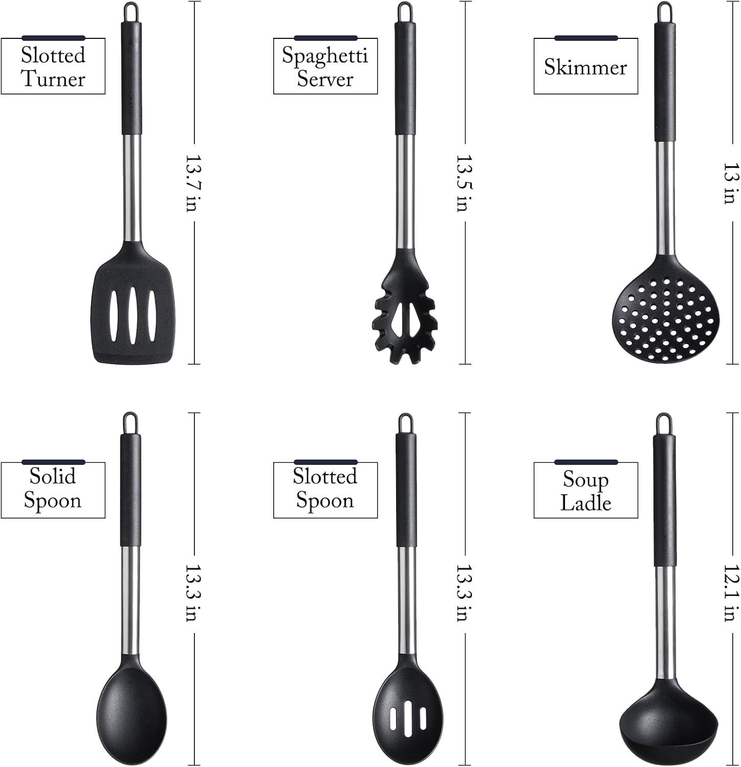 Culinary Couture Kitchen Utensils Set Cooking Essentials Silicone & Stainless Steel Set of 6 Turquoise