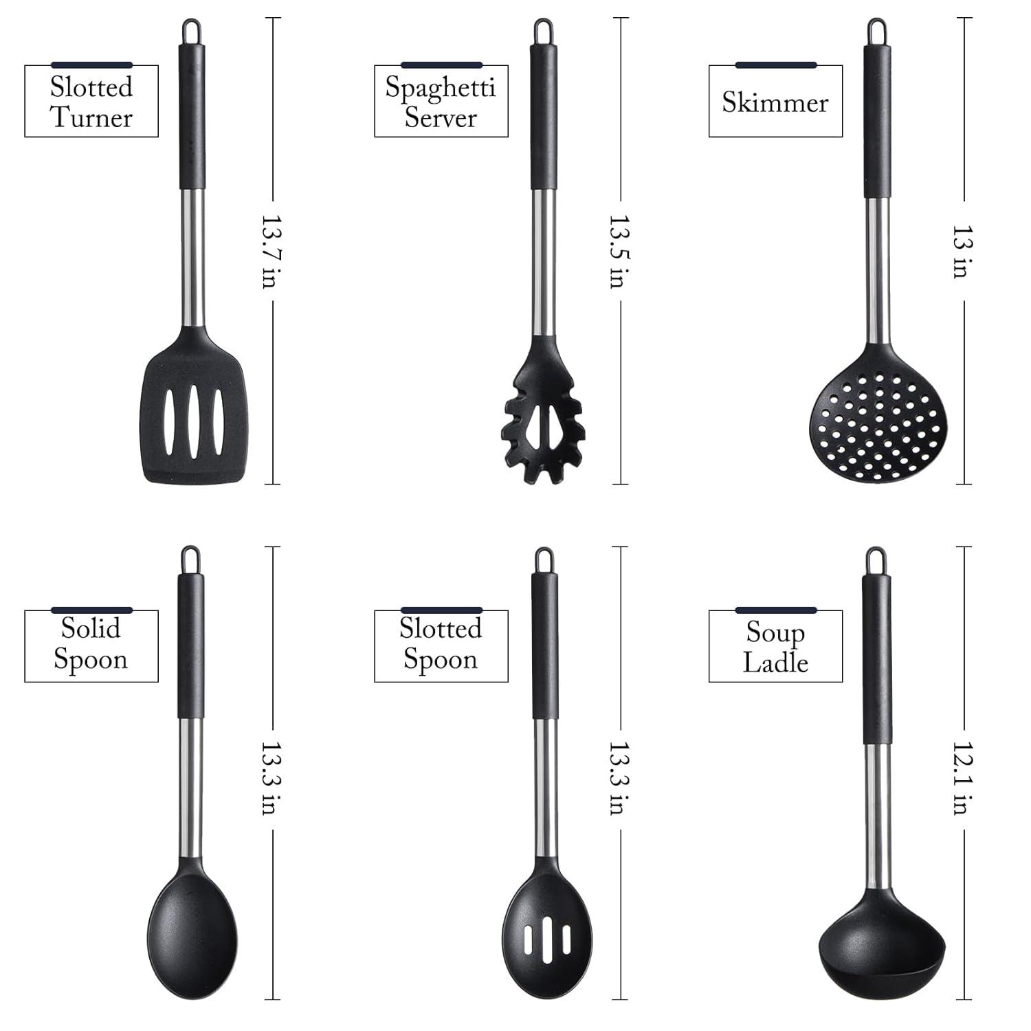 Culinary Couture Kitchen Utensils Set Cooking Essentials Silicone & Stainless Steel Set of 6 Turquoise