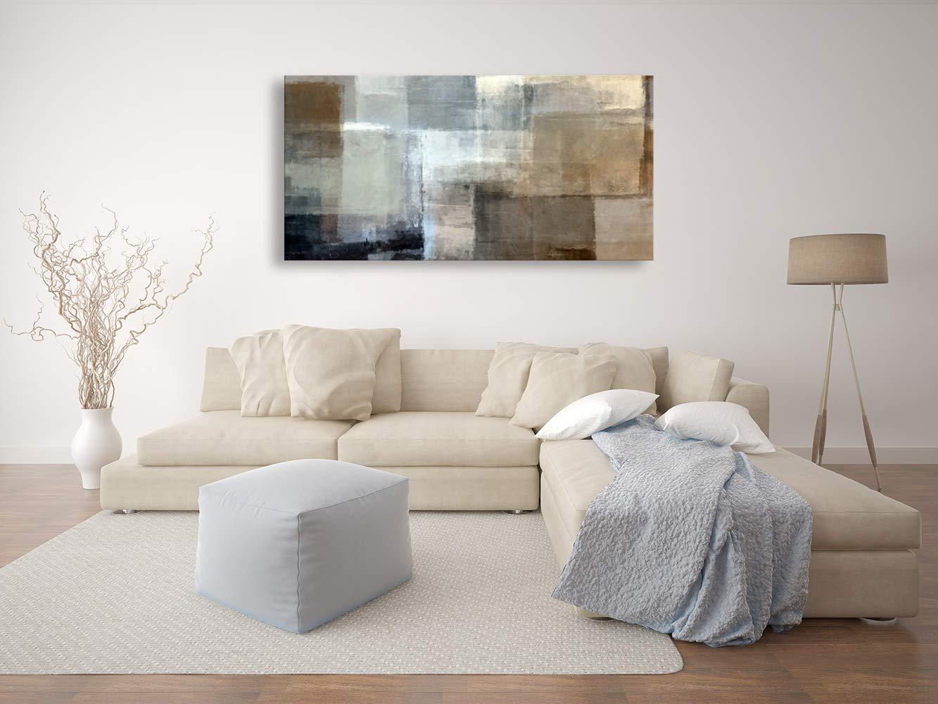 Baisuart Canvas Prints Abstract Wall Art Print Paintings Grey and Brown Stretched Canvas Wooden Framed for living Room Bedroom and Office Home Decor Artwork XLarge 24x48inch
