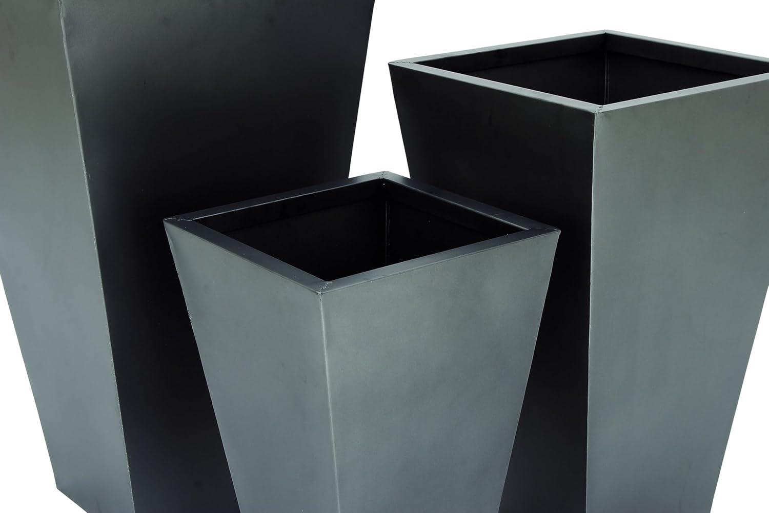 Set of 3 Contemporary Trapezoidal Iron Planters Gray - Olivia & May