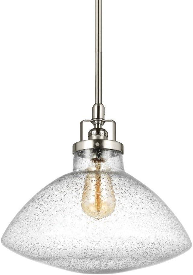 Brushed Nickel Clear Seeded Glass Pendant Light