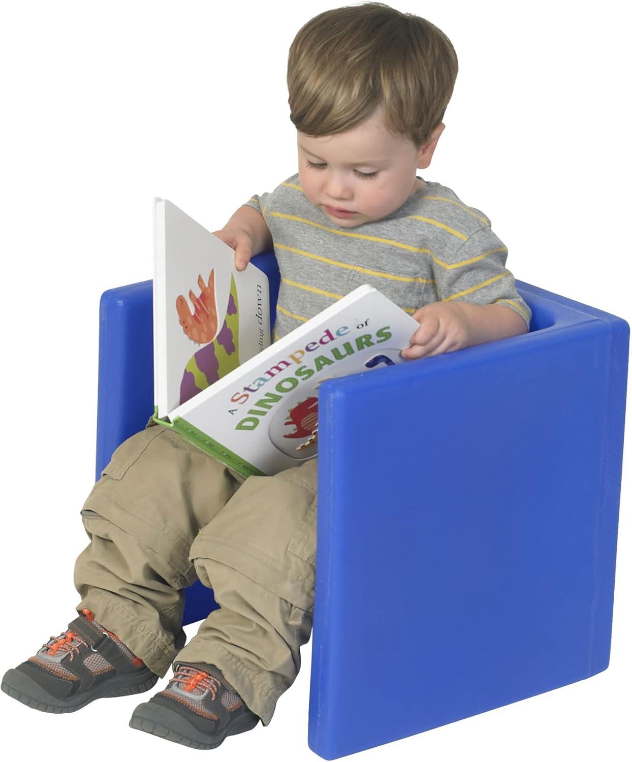 Blue 3-in-1 Versatile Cube Chair for Kids with Rounded Corners