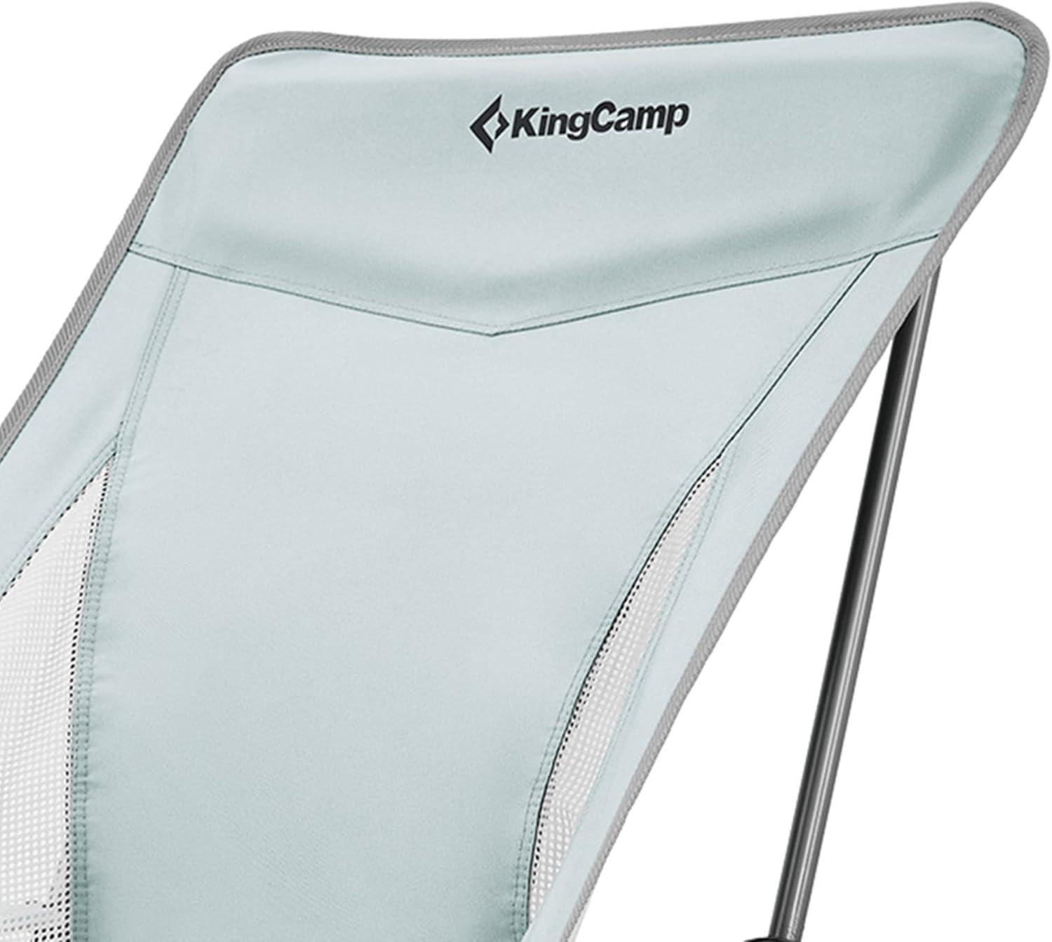 KingCamp Lightweight Padded Highback Folding Lounge Chair with Cupholder, Side Storage Pocket, and Carry Bag for Indoor or Outdoors, Grey