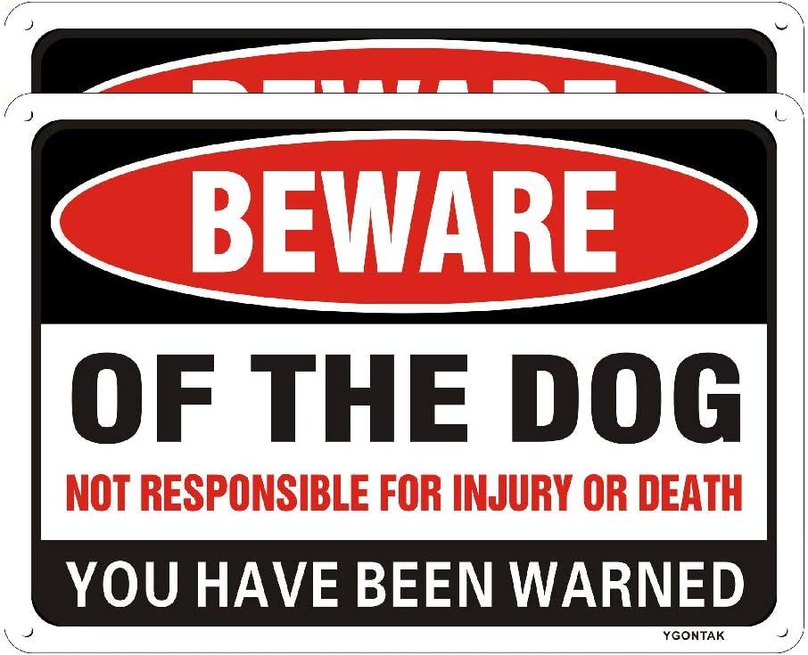 2Pack Beware of Dog Sign, You Have Been Warned No Responsible for Injury or Death - Indoor/Outdoor Fence Use - Metal Aluminum Rust Free | 7" x 9.8" Pre-Drilled Holes, Fade Resistant, Weatherproof