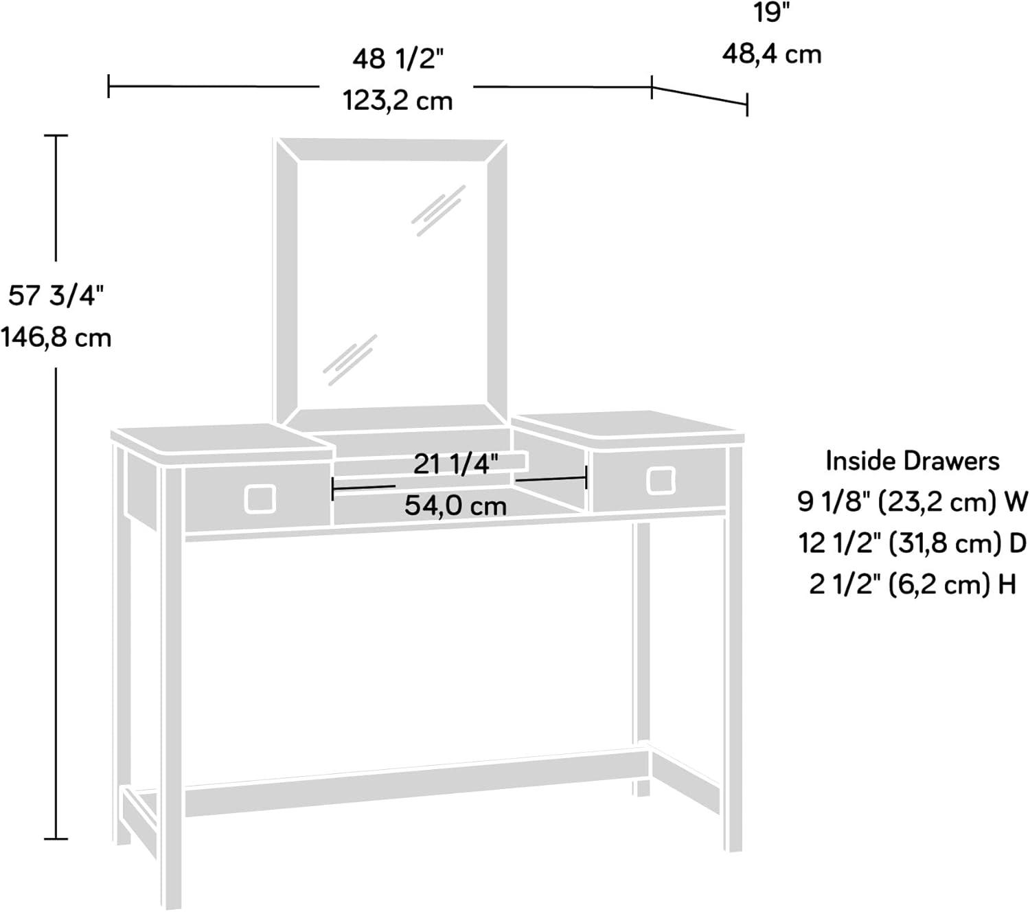 Sindoori Mango Herringbone Vanity Table with Mirror and Drawers