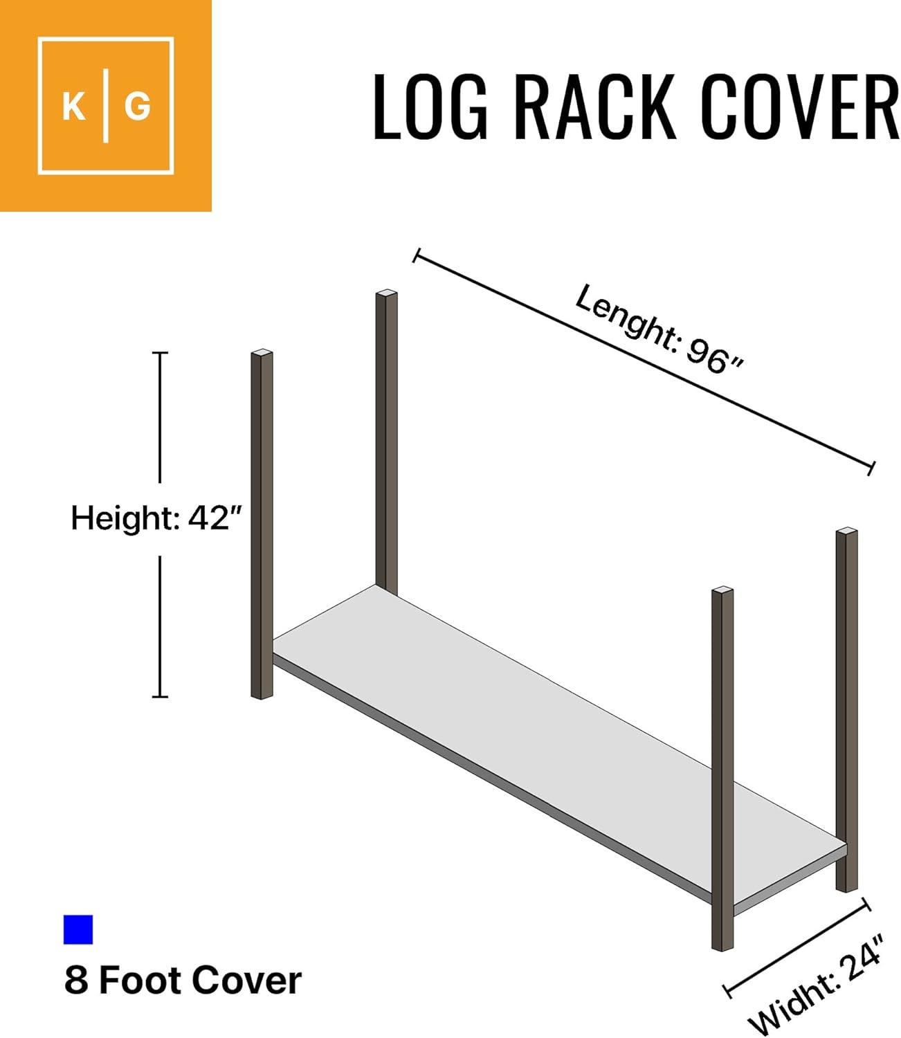 Heavy Duty Black 8-Foot Weather Resistant Log Rack Cover