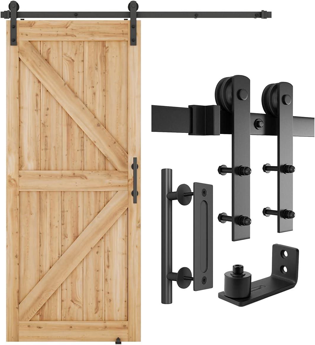 MARLIN MANUFACTURING COMPANY, INCORPORATED 6FT Sliding Barn Door Hardware Kit For Single Wood Door, Smoothly And Quietly, Easy To Install Fit 35" Wide And 1.18"-1.96" Thickness Door Panel, Includes Installation Instruction