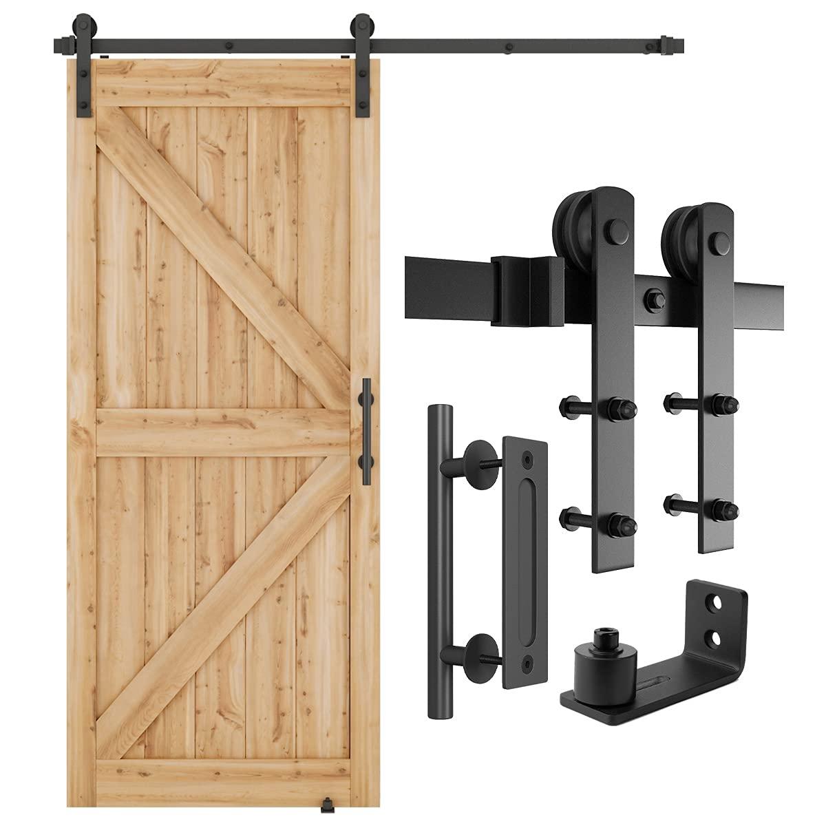 MARLIN MANUFACTURING COMPANY, INCORPORATED 6FT Sliding Barn Door Hardware Kit For Single Wood Door, Smoothly And Quietly, Easy To Install Fit 35" Wide And 1.18"-1.96" Thickness Door Panel, Includes Installation Instruction