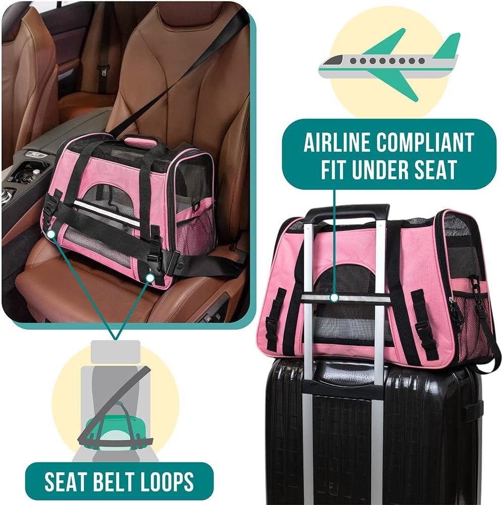 PetAmi Airline Approved Pet Carrier for Cat Dog, Soft Sided Travel Supplies Accessories, Ventilated Carrying Bag Kitten Puppy