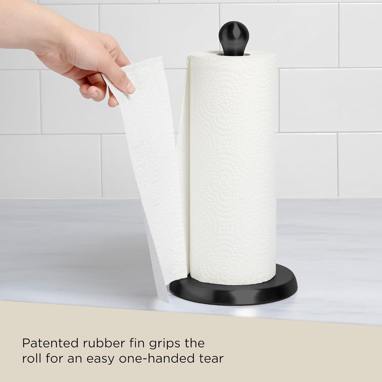 Umbra Tug Paper Towel Holder with Weighted Base, 13.5 Inch, Black