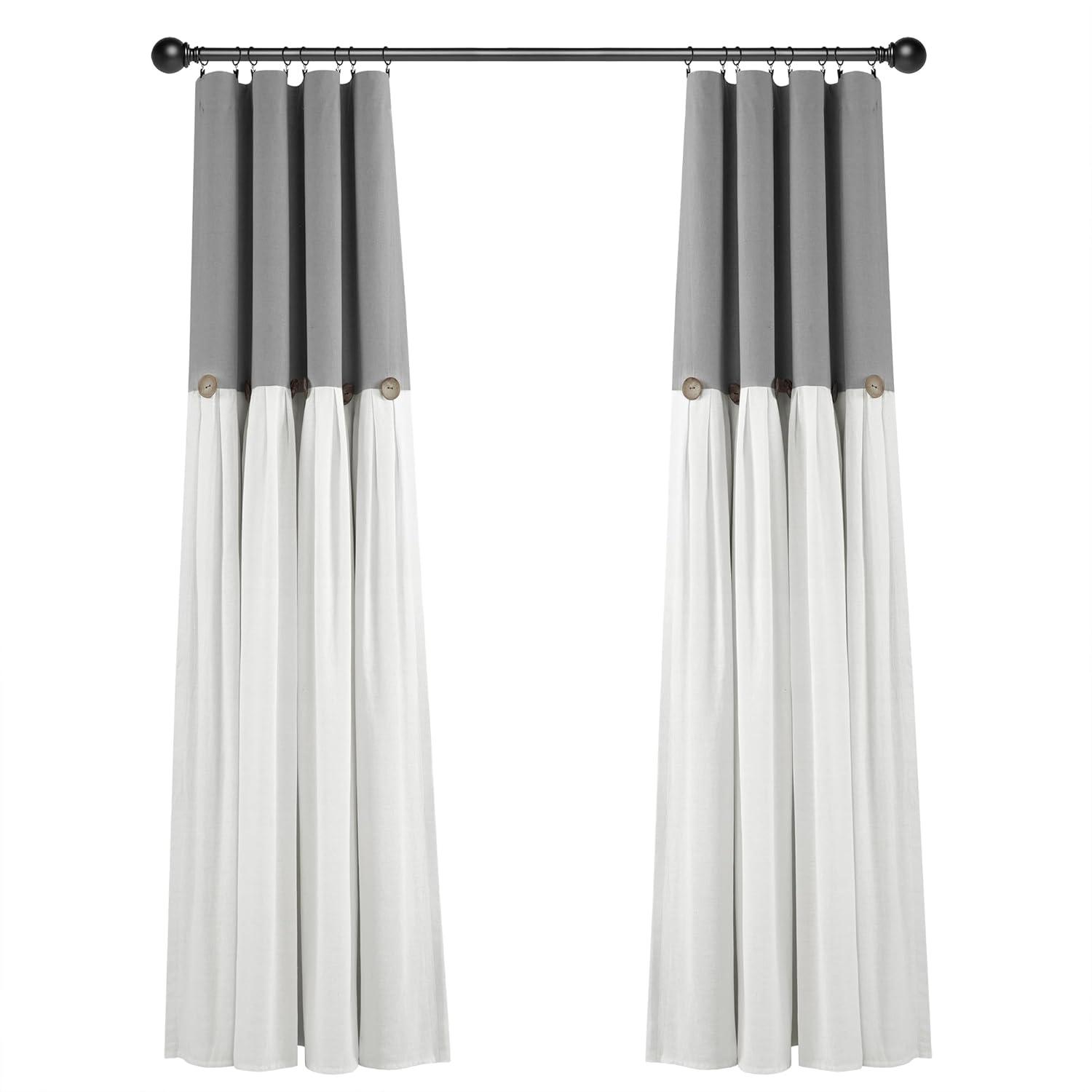 Lush Decor Linen Button Cotton Blend Blackout Curtain Single Panel