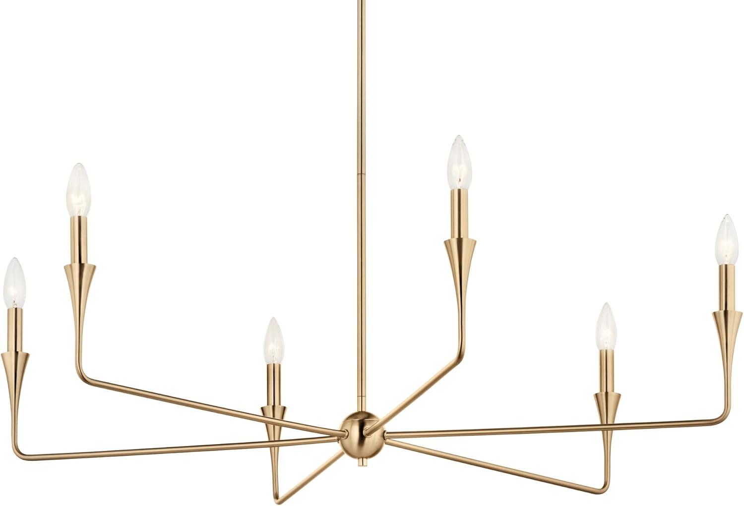 Champagne Bronze 6-Light Modern Candle Chandelier