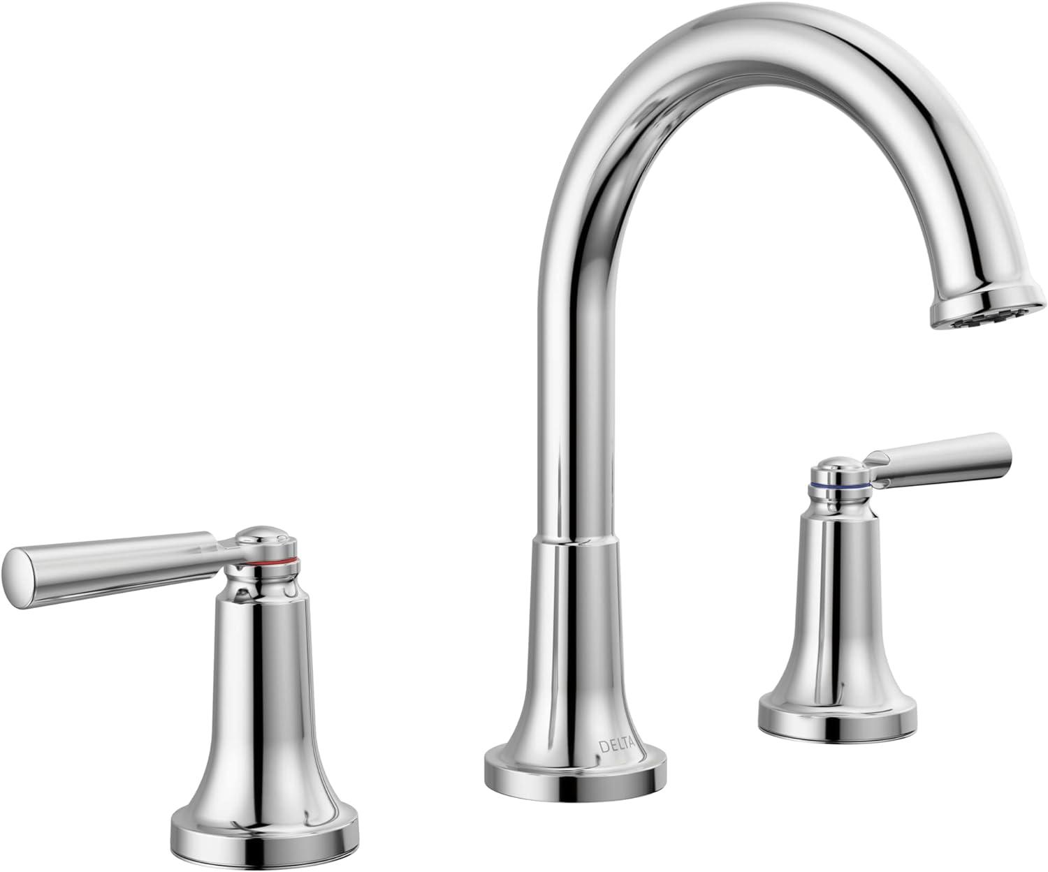 Saylor 8'' Chrome Geometric Widespread Bathroom Faucet