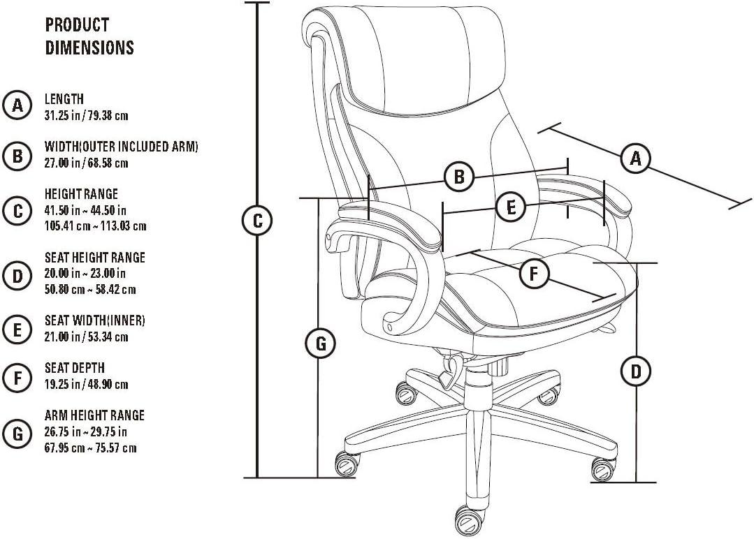 La-Z-Boy La-Z-Boy Bellamy Executive Office Chair with Memory Foam Cushions, Real Wood Arms and Swivel Base, Waterfall Seat Edge, Faux Bonded Leather