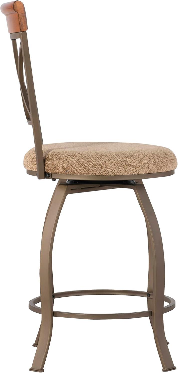 Linon Hamilton Metal Swivel Counter Stool Padded Beige Seat in Matte Pewter