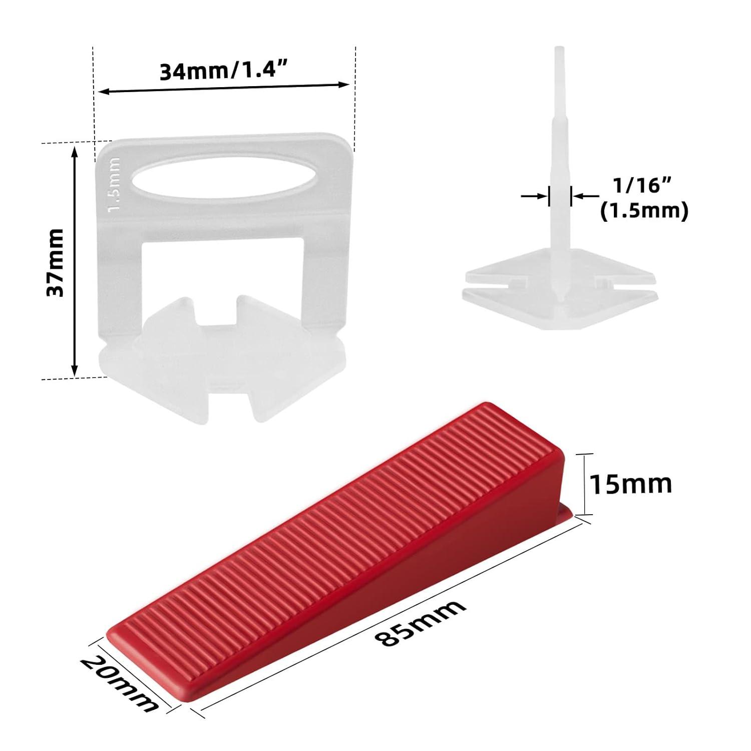 Tile Leveling System with Tile Plier, 1000-Piece Tile Spacers Clips and 200-Piece Reusable Wedges, Tile Leveler Tool Set for Ceramic Tile and Stone Installation (1/16 Inch Tile Spacers)