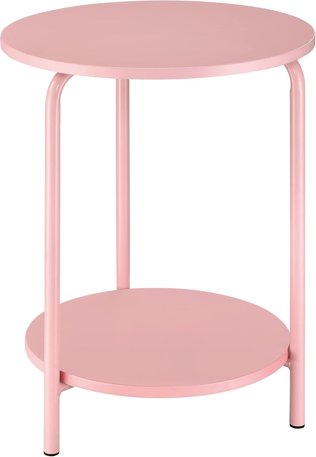 OSP Home Furnishings Elgin Metal Accent Table in Pink