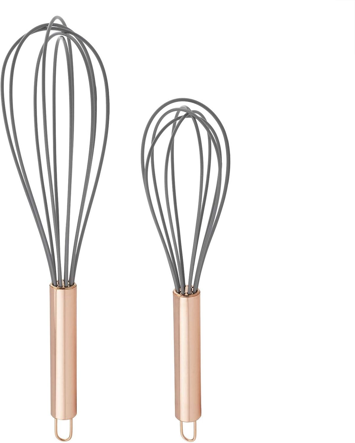 Stainless Steel Wire Whisk Set Silicone Whisks for Cooking, Stainless Steel Wire Whisk Set of Two , Heat Resistant Kitchen Whisks.