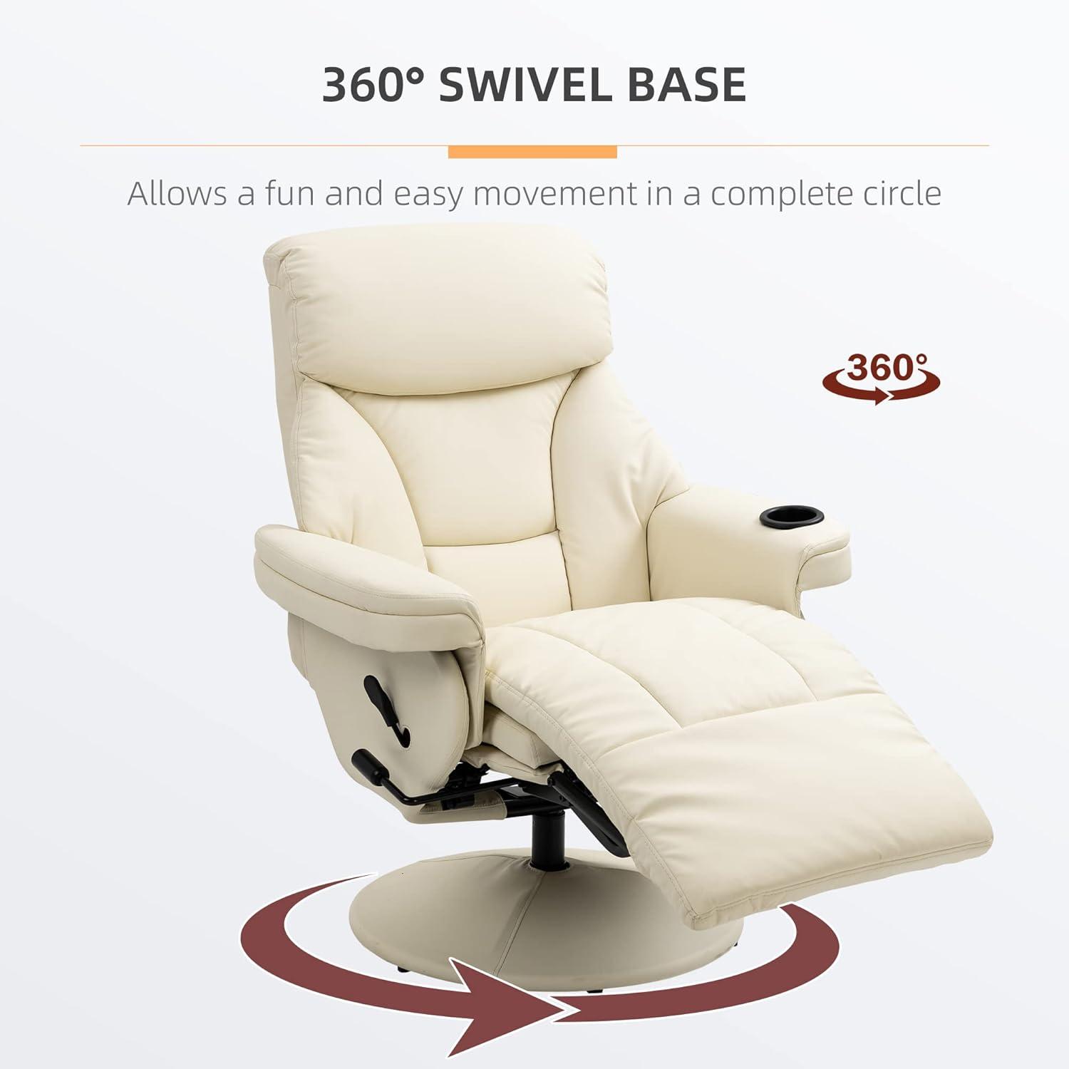 Manual Recliner, Swivel Lounge Armchair With Side Pocket for Living Room