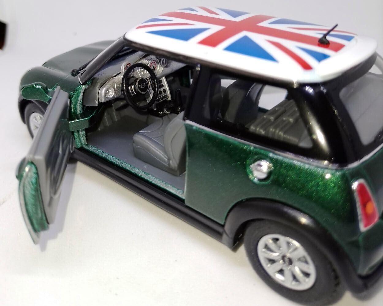 KiNSMART Mini Cooper S 5inch 1:28 Scale Die Cast Metal Model Toy Cars Green with British Flag