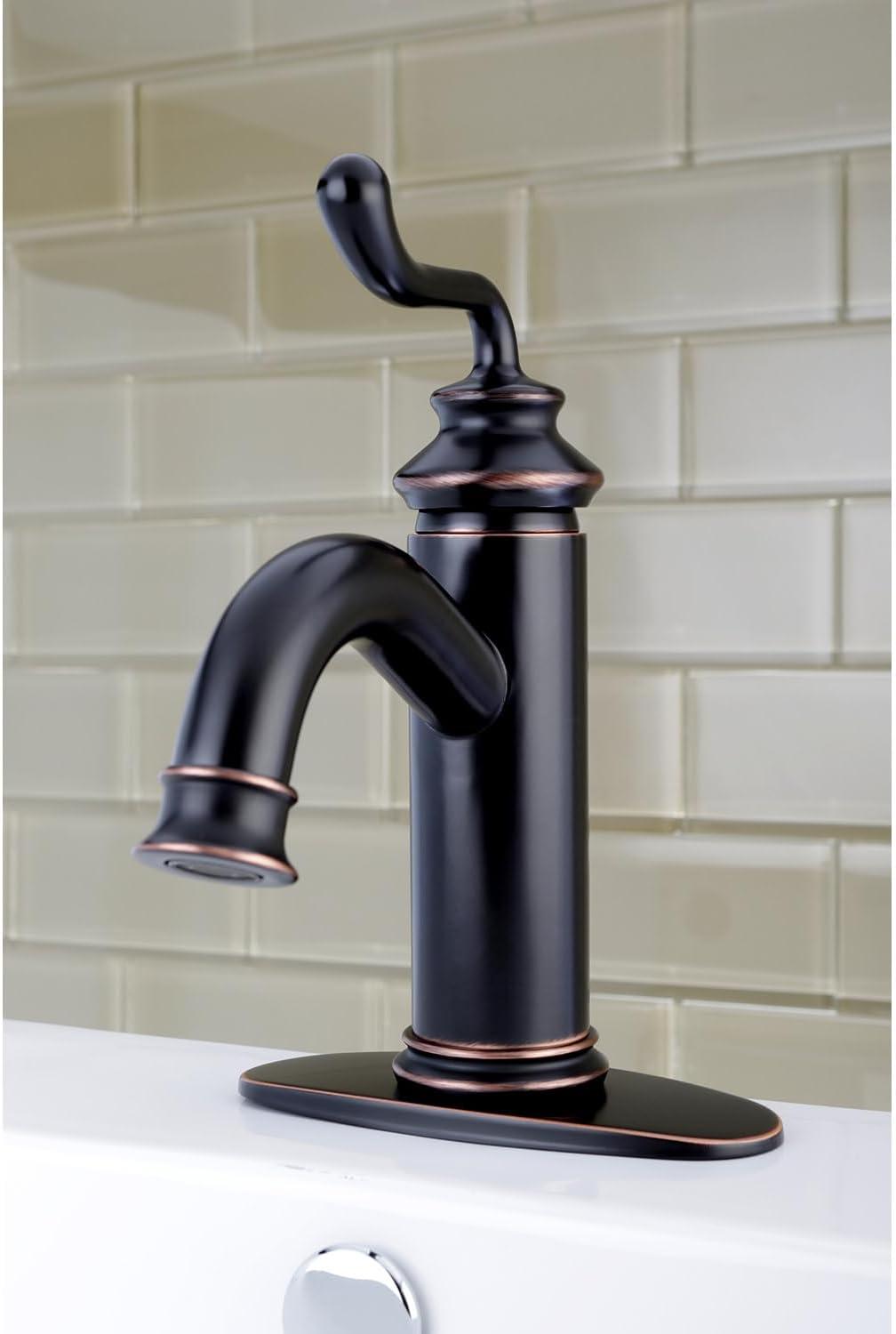 Kingston Brass Royale Single-Handle 1-Hole Deck Mount Bathroom Faucet with Push Pop-Up