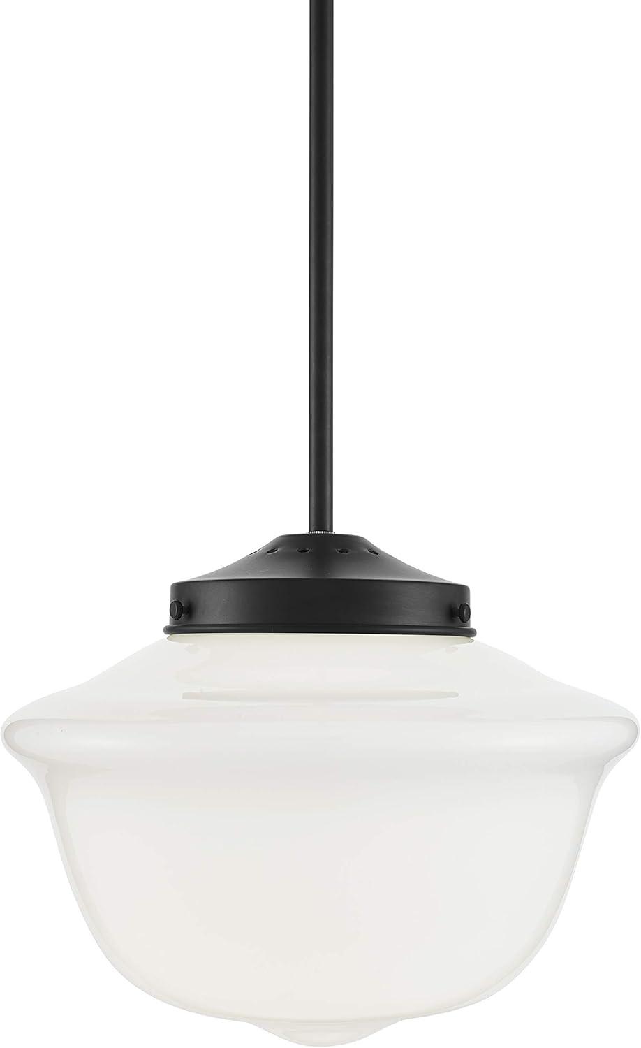 Transitional Matte Black Glass Globe Pendant Light