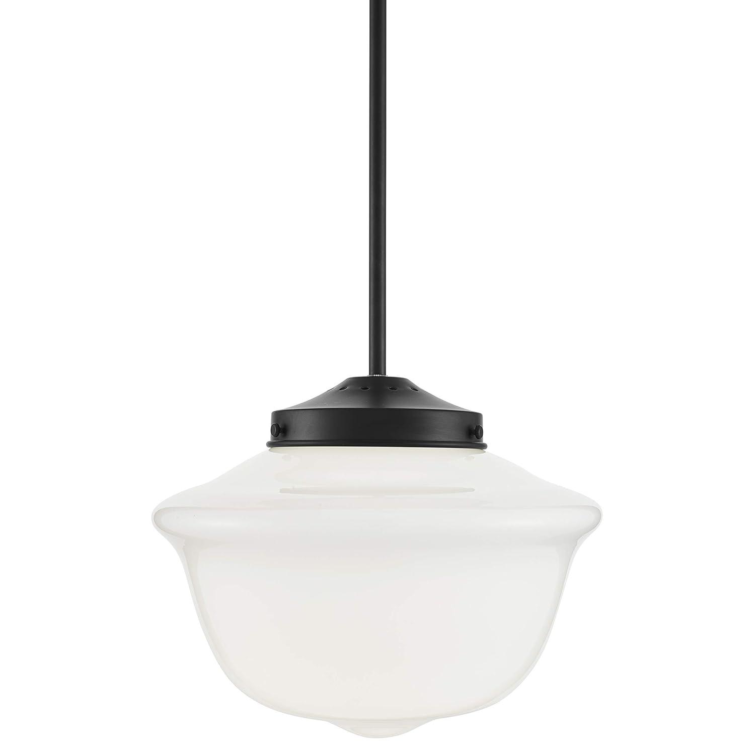 Transitional Matte Black Glass Globe Pendant Light