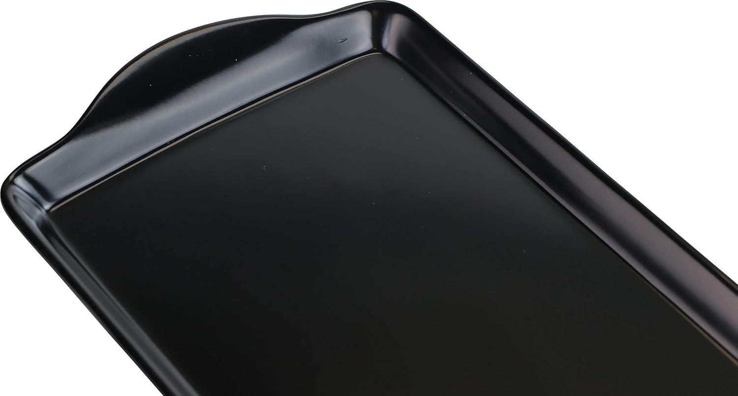 Elegant Black Melamine Rectangular Tidbit Serving Tray