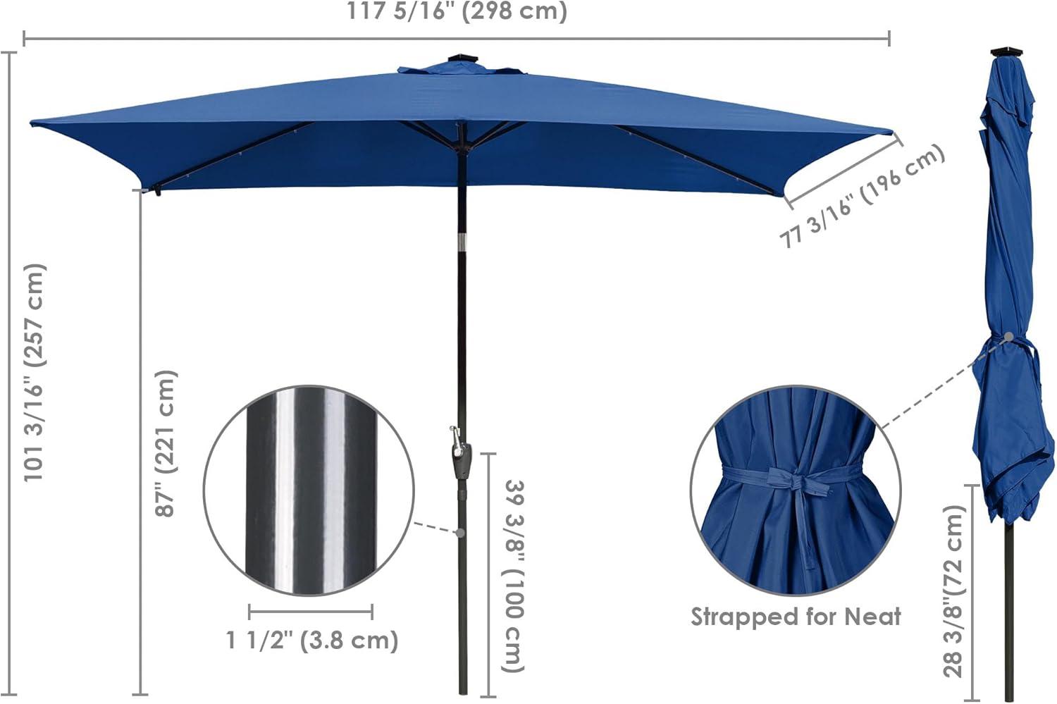 Navy 9ft Solar LED Patio Umbrella with Crank and Tilt