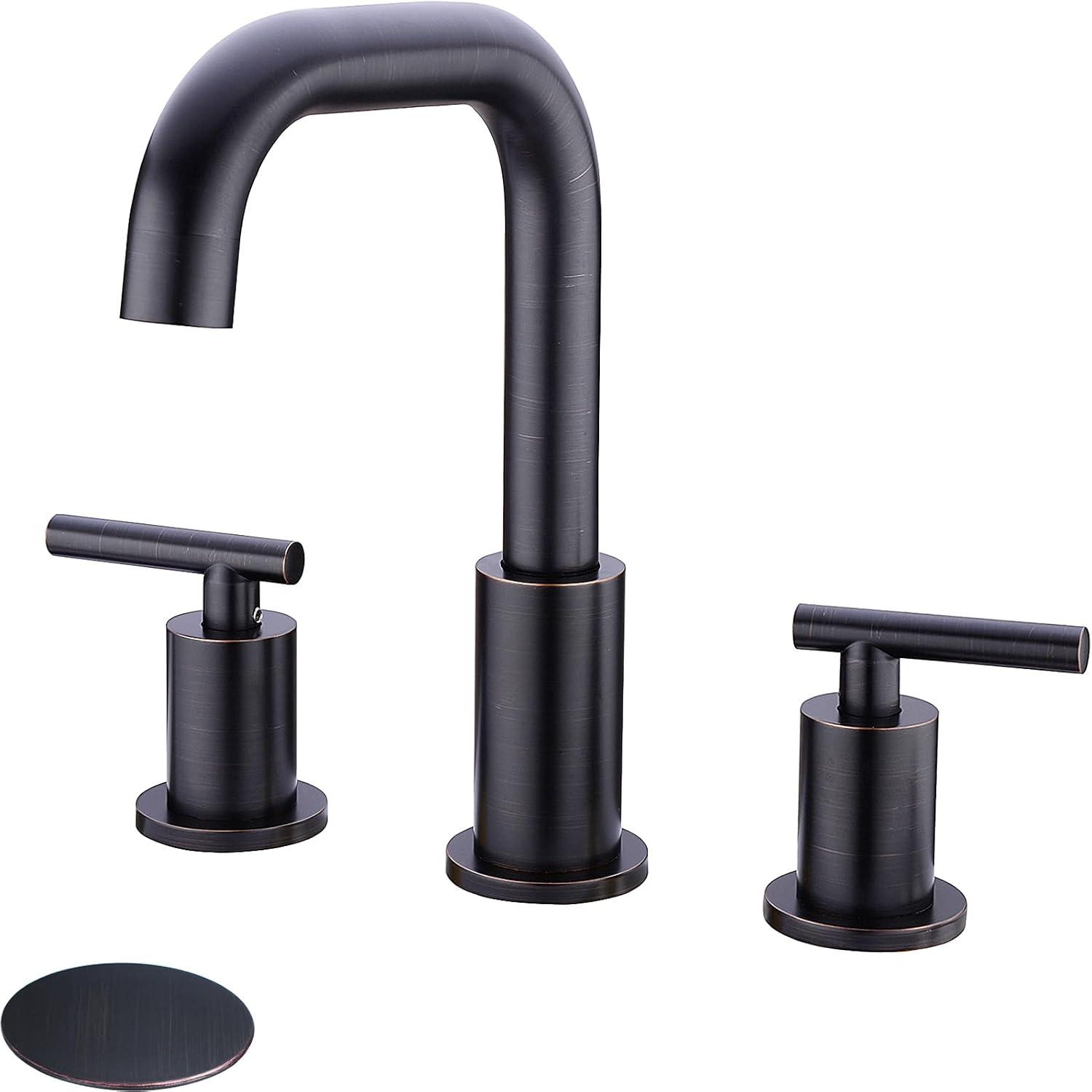 Oil Rubbed Bronze 8-Inch Widespread Double Handle Bathroom Faucet