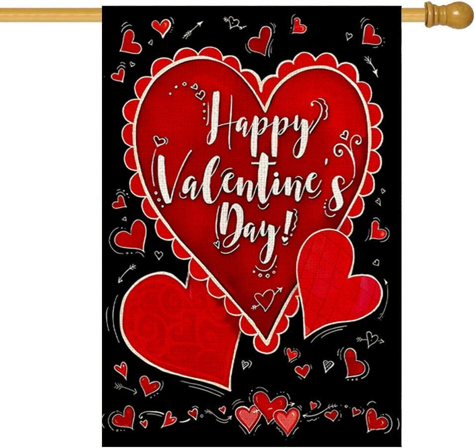 Happy Valentine's Day Double Sided Polyester House Flag 40" x 28"