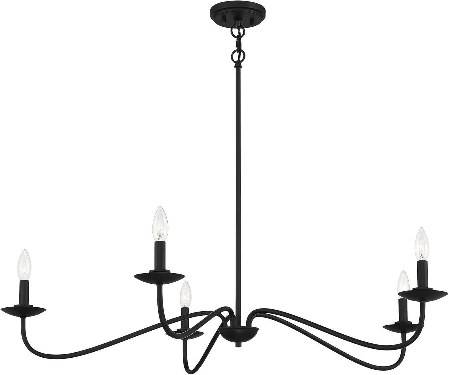 Matte Black Dramatic Curve 5-Light Chandelier