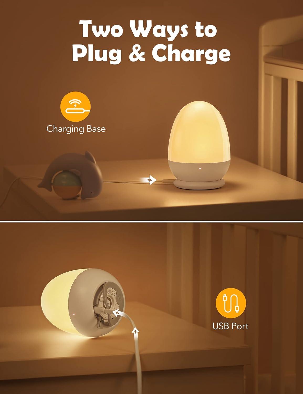 Portable Egg-Shaped White Touch Control Nursery Night Light