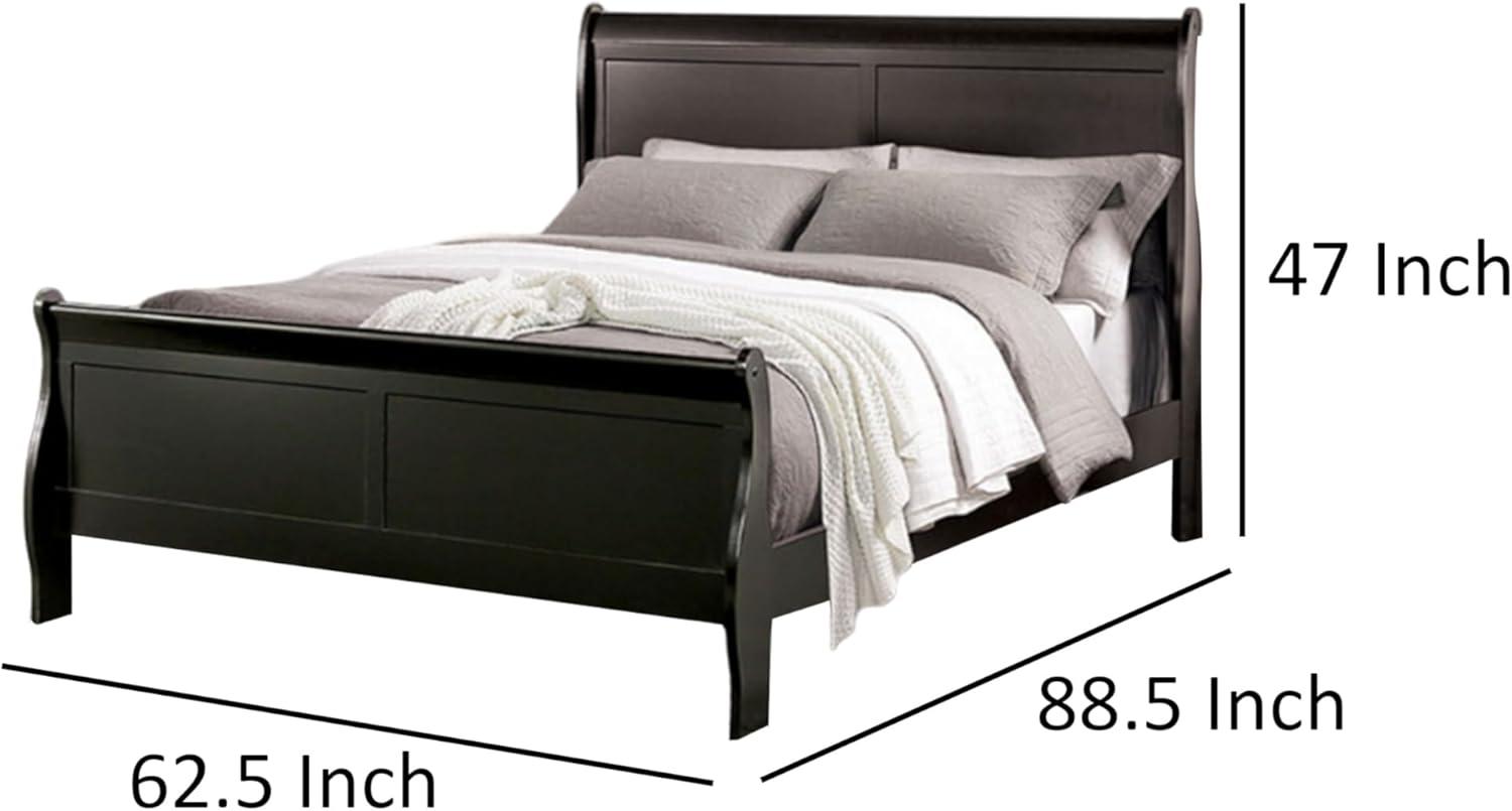 Ryla Bed, Sleigh Panel Headboard, Classic Solid Wood